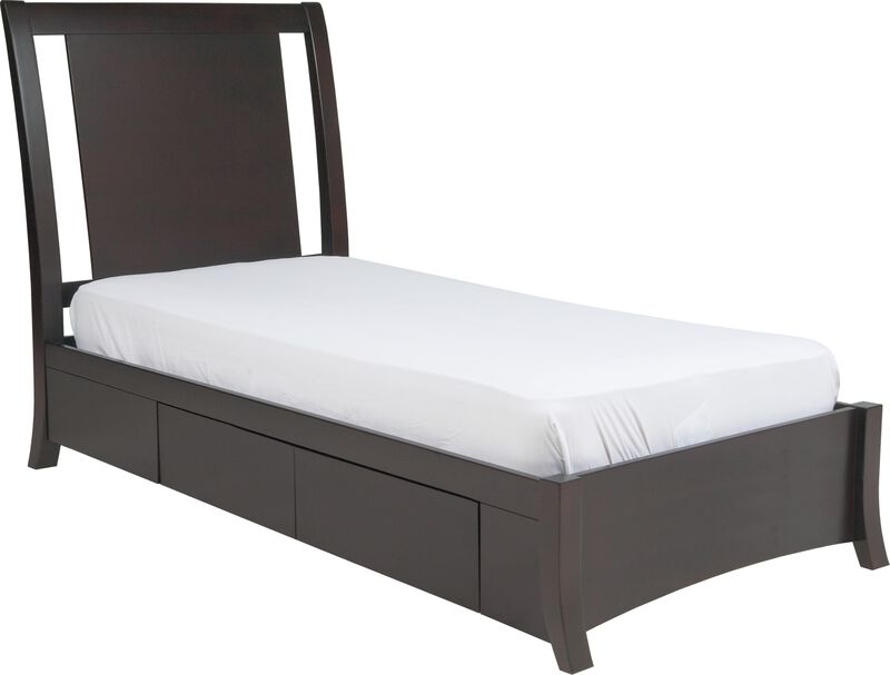 Nevis Queen-size Low Profile Storage Bed in Espresso