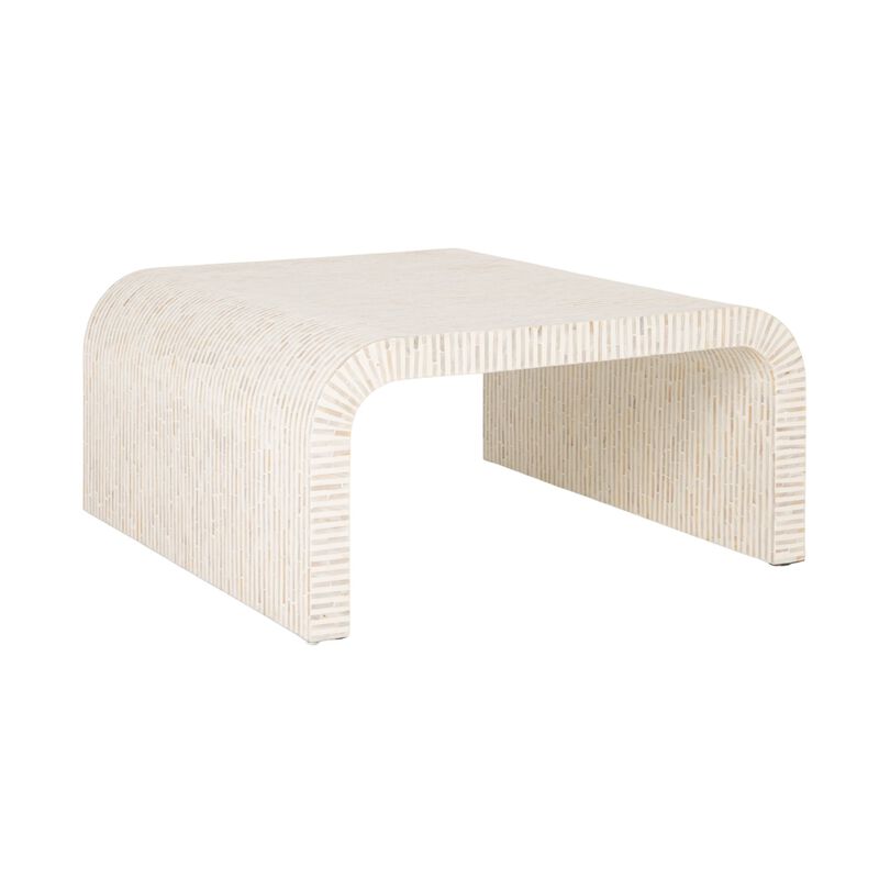 Mother of Pearl Waterfall Coffee Table, White image number 0