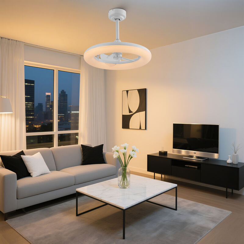 Piero 21.5" Contemporary Minimalist 3-Speed Metal Mobile-App/Remote-Controlled Dimmable Smart Integrated LED Ceiling Fan