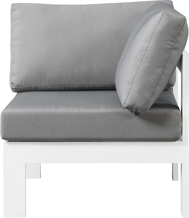 Meridian Furniture Nizuc Grey Water Resistant Fabric Outdoor Patio Aluminum Corner Chair image number 3