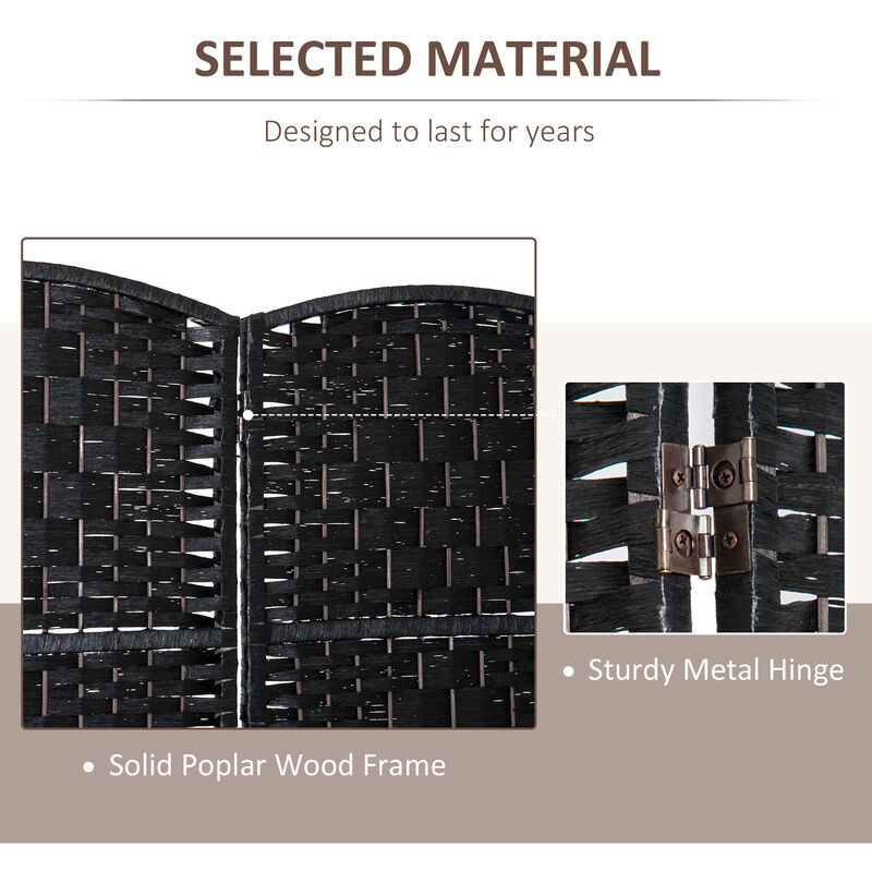 Hivvago Portable 4-Panel Wicker Room Divider for Home and Office image number 4