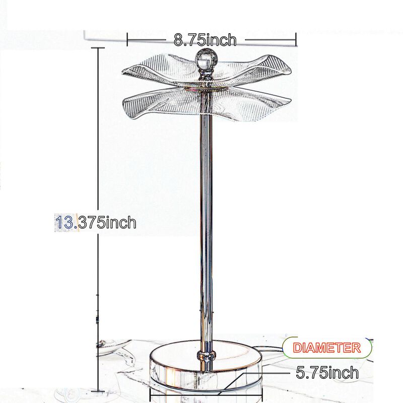 Accent Table Lamp, LED, Lotus Shape Acrylic, Copper, Gold, 18 Inch - Benzara