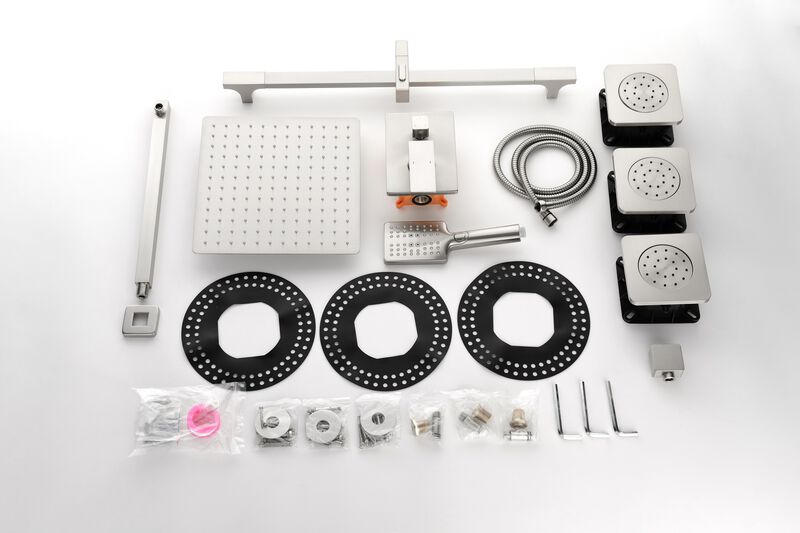 Full Shower Combo Set with Handheld Shower, Rainfall Shower Head, Body Jets & Slide Bar