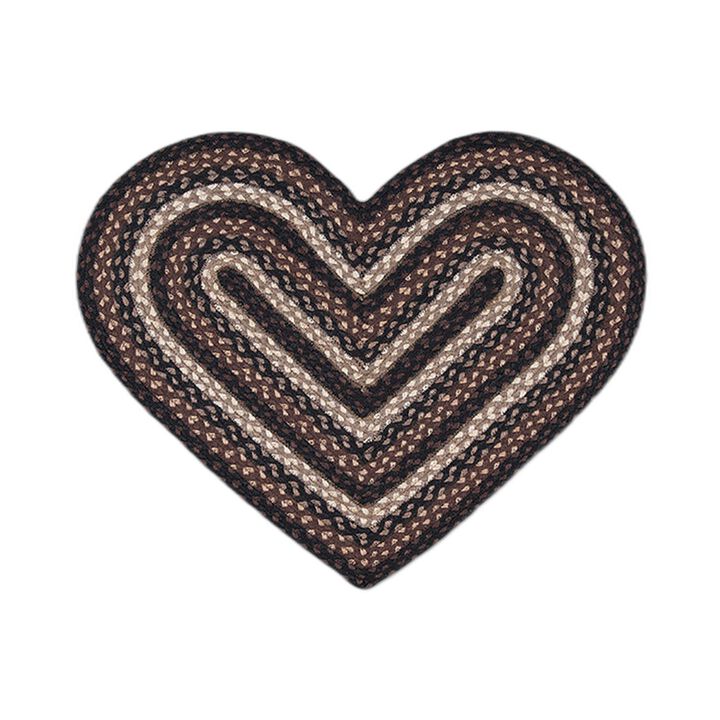 Earth Rugs C-313 Mocha Frappuccino Heart Braided Rug 20 X 30