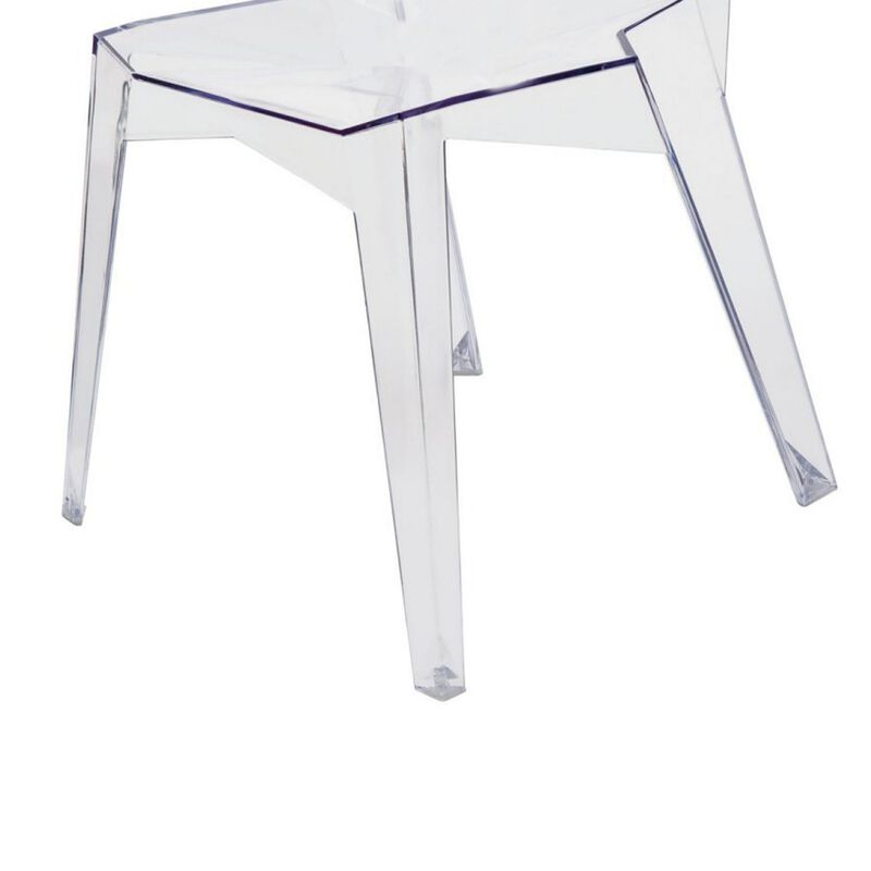 Outdoor Dining Chair Set of 4, Geometric Design, Transparent Clear - Benzara