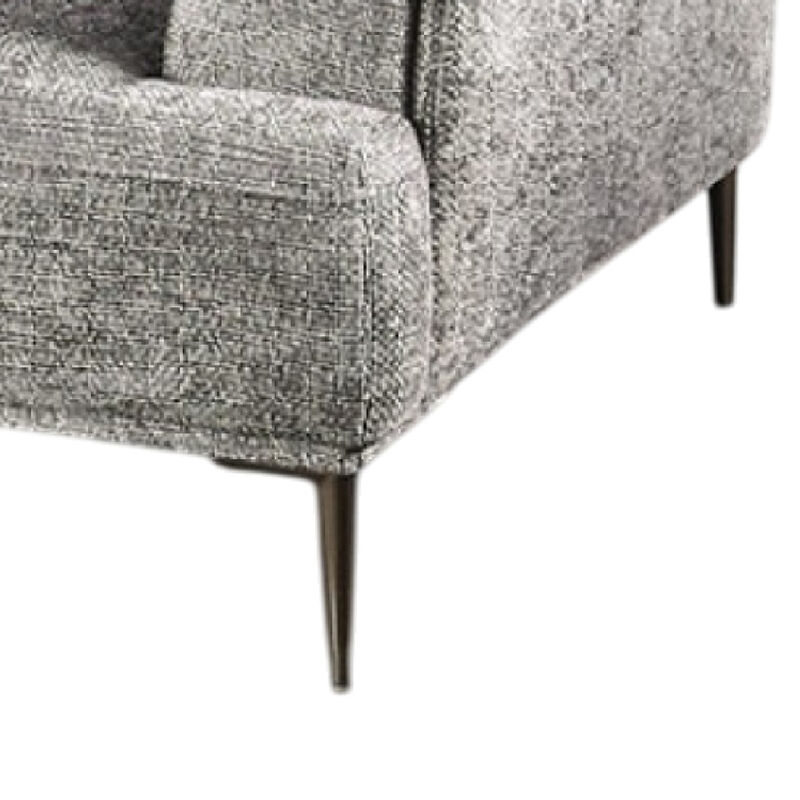 Batty Accent Club Chair, Gray Chenille Attached Adjustable Back Pillow - Benzara