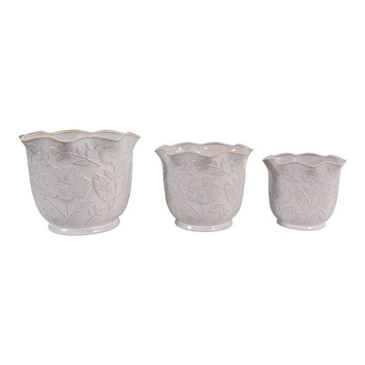 S/3 Wildflower Ruffle Planters