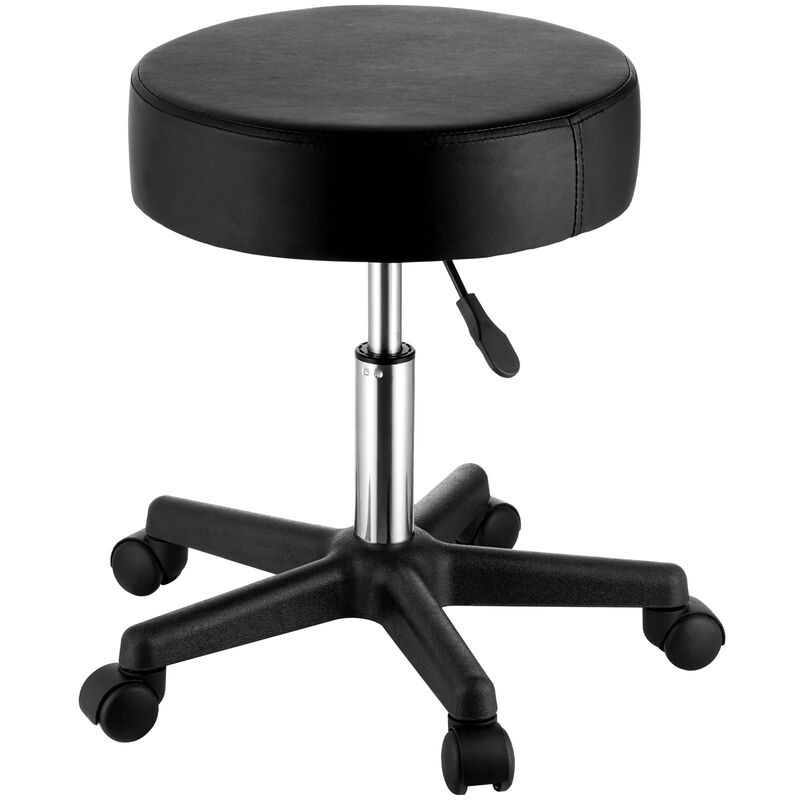 Adjustable Rolling Stool with Thick Padded Seat, Swivel Chair for Medical, Massage & Home-Black image number 0