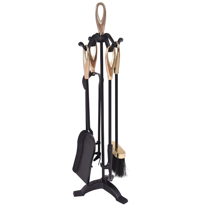Iron Fireplace Tools Set 5 Piece for Modern or Classic Hearths