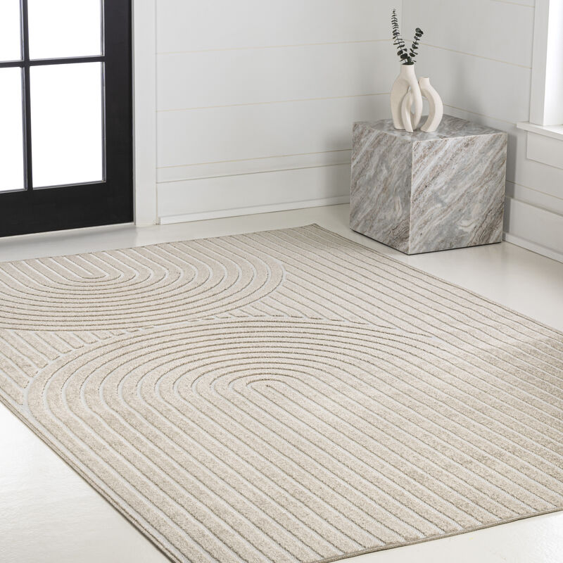 Sofia MidCentury Modern Arch Stripe Two-Tone High-Low Indoor Area Rug