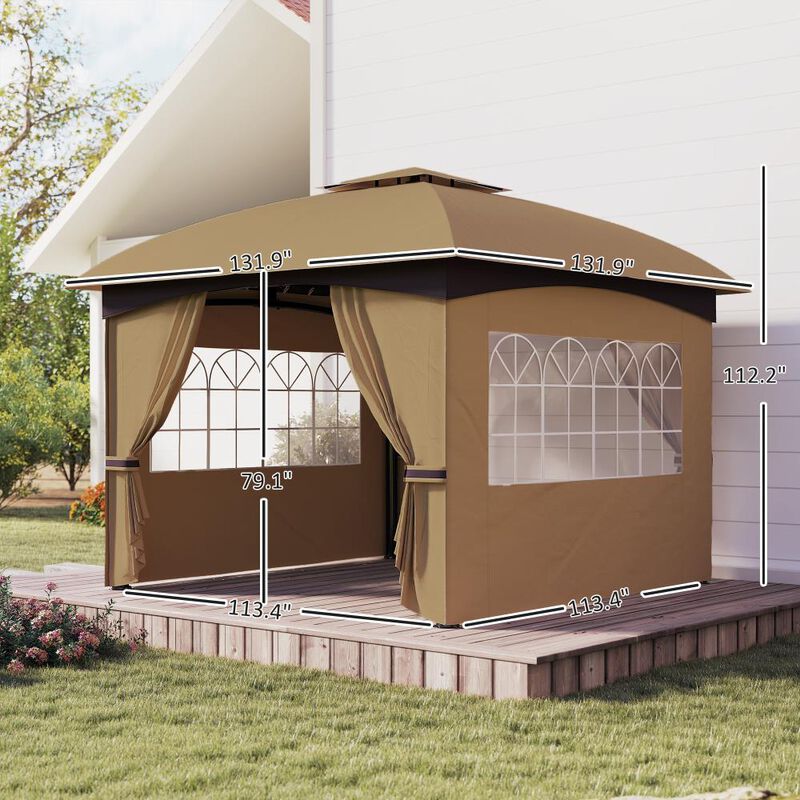Hivvago 11x11 Double Tier Gazebo with Church Windows image number 2