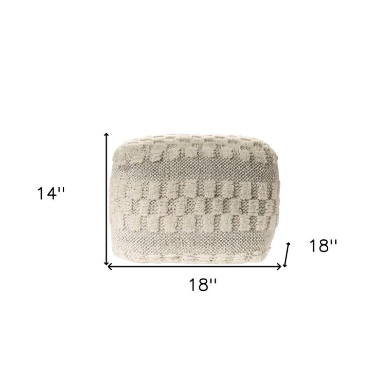 Hivvago 18 Inch Beige Geometric Pouf Ottoman