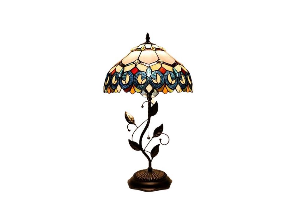 Tiffany Style Stained Glass Table Lamp For Office Pink