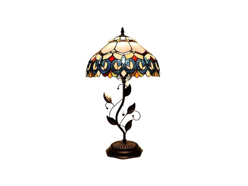 Tiffany Style Stained Glass Table Lamp For Office Pink image number 0