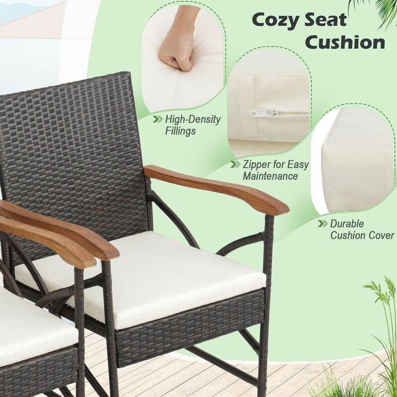 Patio Wicker Dining Chairs with Soft Zippered Cushion image number 5