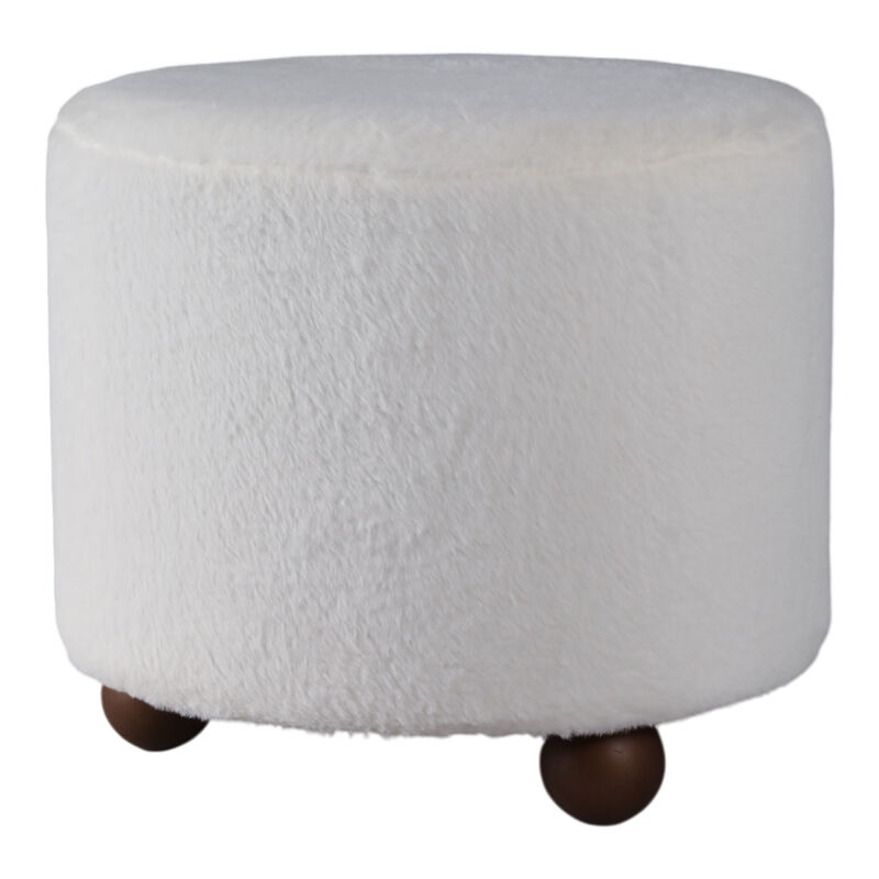 20" Faux Fur Ottoman image number 1