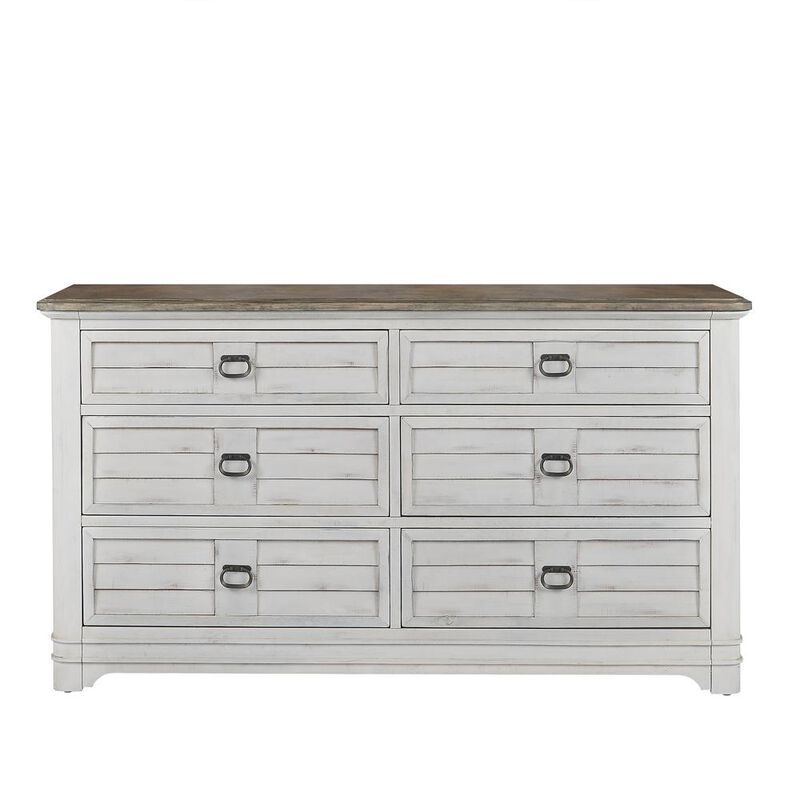 American Woodcrafters Meadowbrook Dresser - Whitewash - Sand Top