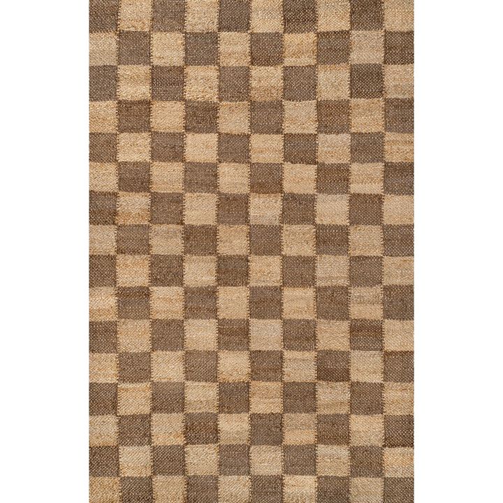 Theo Modern Farmhouse Woven Jute Checkerboard Area Rug