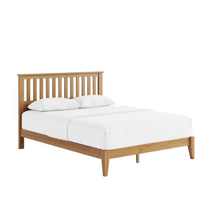 Peza Minimalist Bed, Vertical Slat Mission Headboard