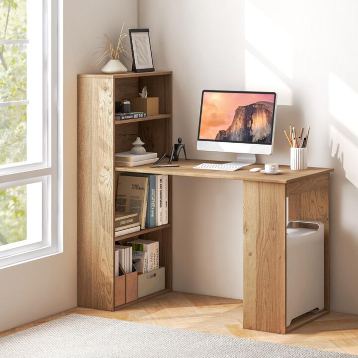 Hivvago Computer Desk Writing Workstation Office with 6-Tier Storage Shelves