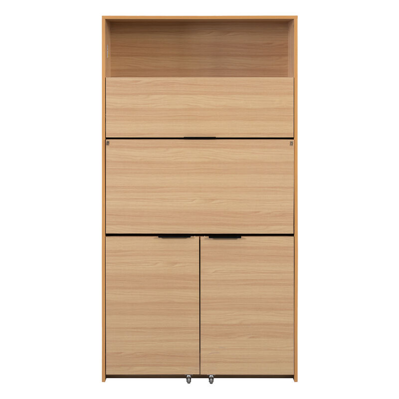 Merax Compact Kitchen Buffets 69''H Buffet with Hutch and Foldable Workstation image number 0
