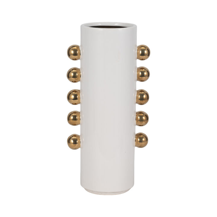 Cer, 16" Vase W/ Side Knobs