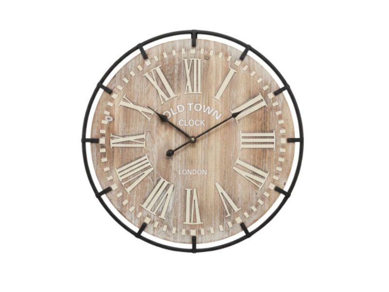 24 Inch Grand Farmhouse Wall Clock Vintage Inspired Wood Metal Design Large image number 0