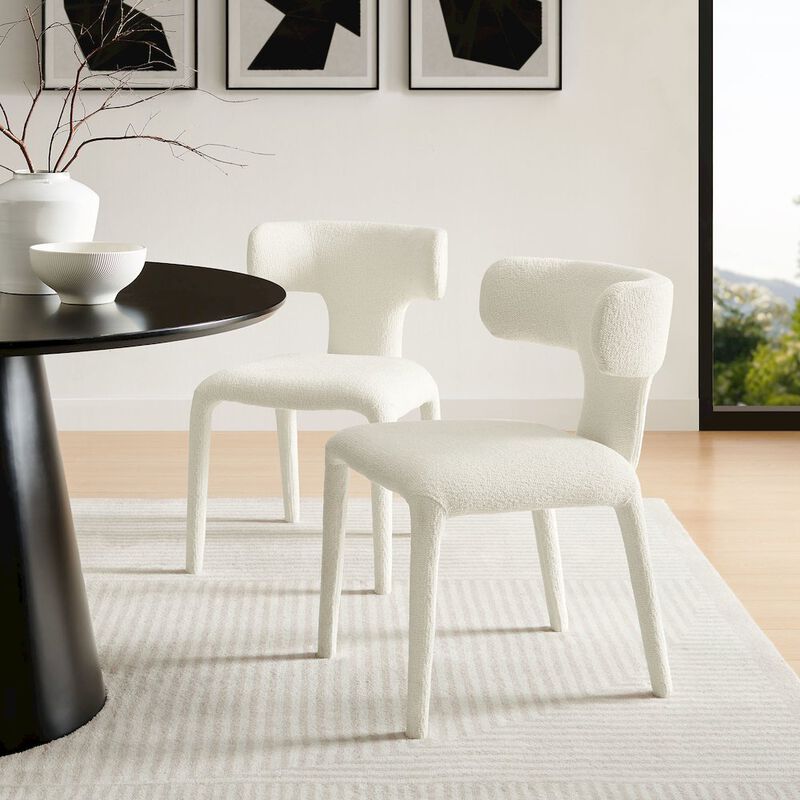 Stellan Curved Back Boucle Upholstered Dining Chair Set of 2 image number 9