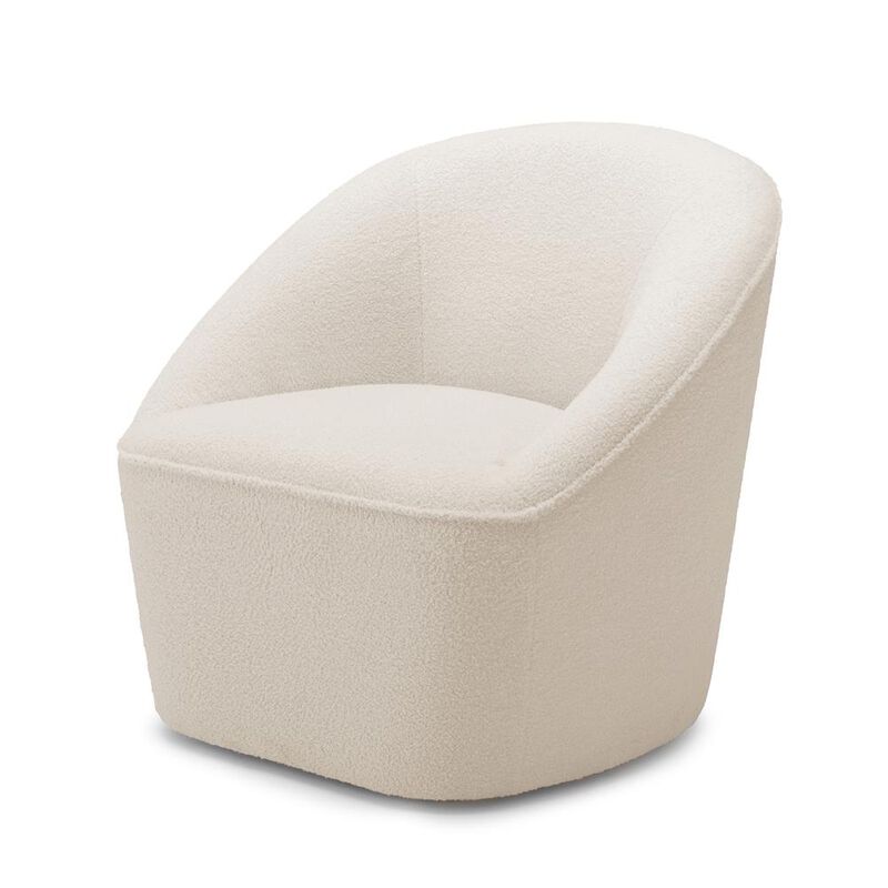 Comfort Pointe Andria Boucle Swivel Chair - Milky White