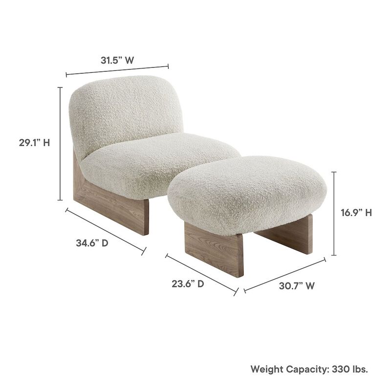 Loyal Boucle Fabric Accent Chair and Ottoman Set image number 1