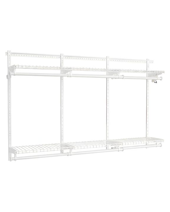 Closet Storage System with Hanging Rods and Adjustable Shelves