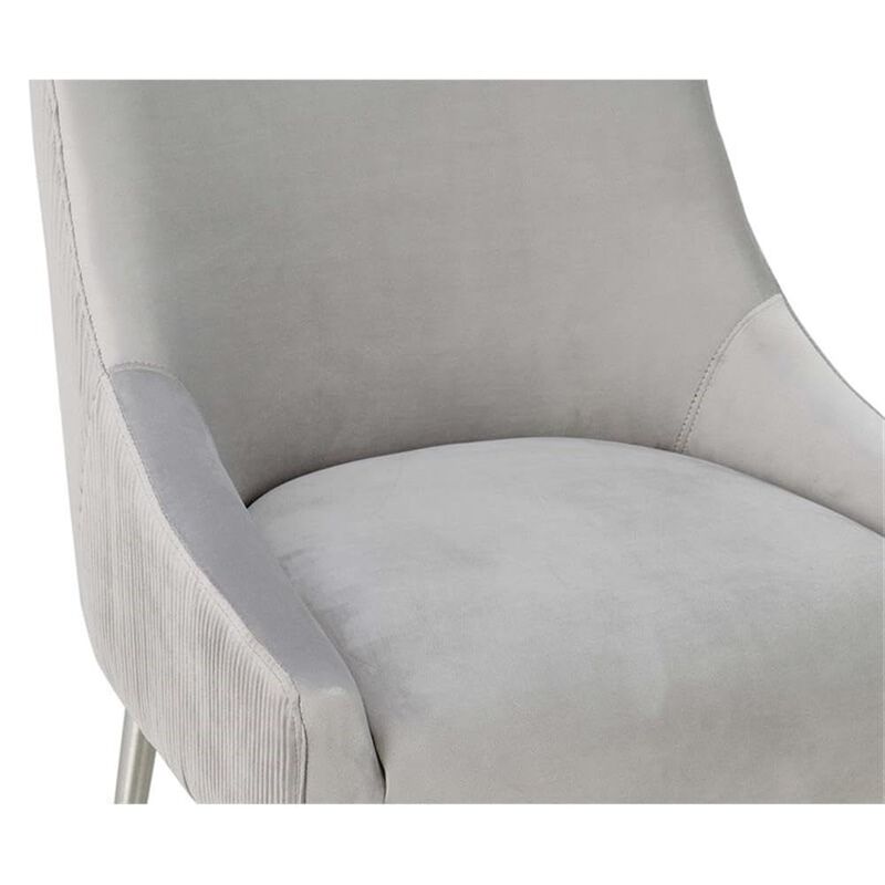 TOV Furniture Beatrix Pleated Light Grey Velvet Counter Stool image number 4