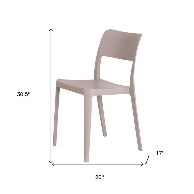 HomeRoots Set of Two Taupe Heavy Duty Plastic Outdoor Stacking Accent Chairs image number 4