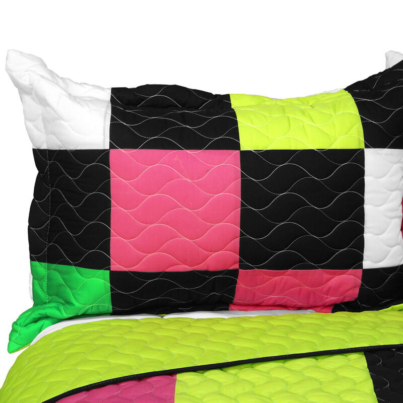 3PC Vermicelli-Quilted Patchwork Quilt Set Soft Lightweight Bedding image number 2