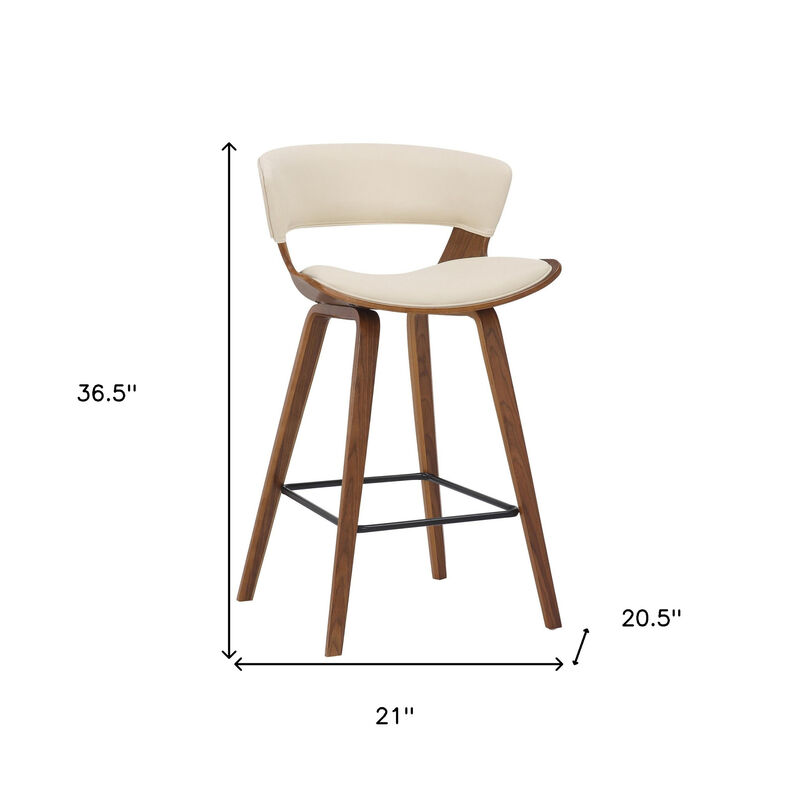 Hivvago 27 Inch Cream And Brown Iron Low Back Counter Height Bar Chair