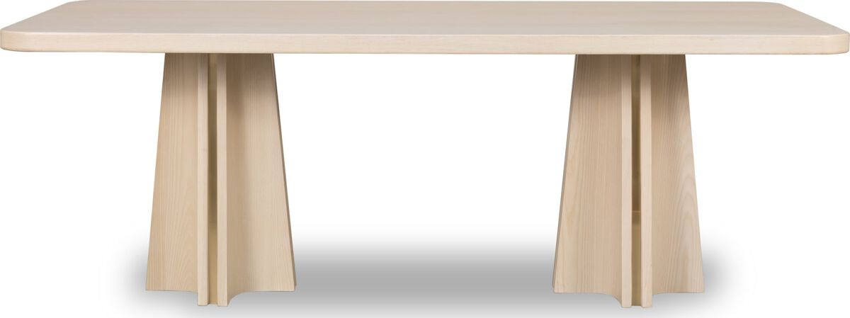 Zinnia Ash Wood Double Pedestal Dining Table in White Sand