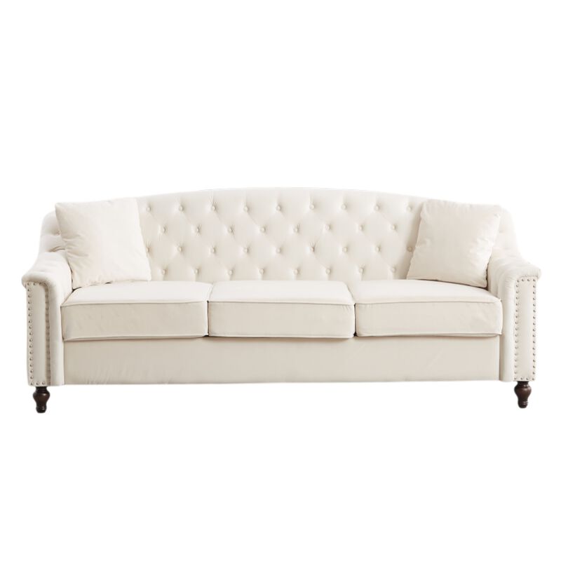 Snump 82" Velvet Chesterfield Sofa image number 0