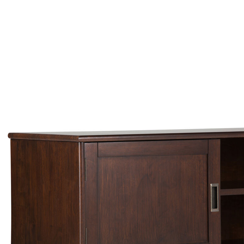 Draper SOLID HARDWOOD 60 inch Wide Mid Century Modern TV Media Stand in Medium Auburn Brown For TVs up to 65 inches