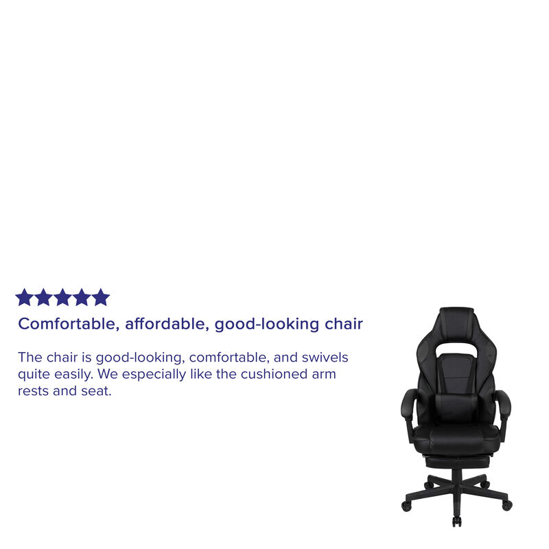X40 Gaming Chair Racing Ergonomic Computer Chair with Fully Reclining Back/Arms, Slide-Out Footrest, Massaging Lumbar - / image number 3