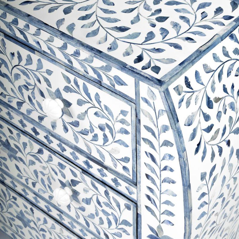 Butler Specialty Trubadur and Bone Inlay 3 Drawer Chest, White and Blue image number 7