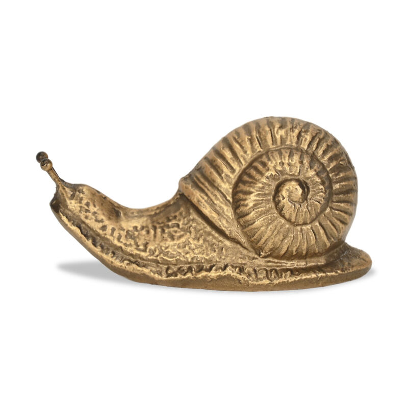 HomeRoots 3" Antiqued Gold Cast Iron Snail Figurine image number 4