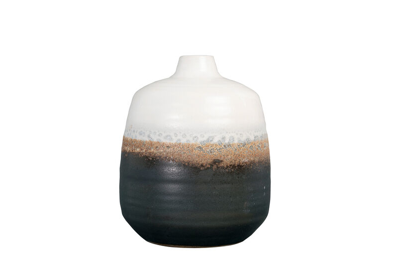 Ombre Ceramic Vase with Reactive Glaze, Black and White image number 0