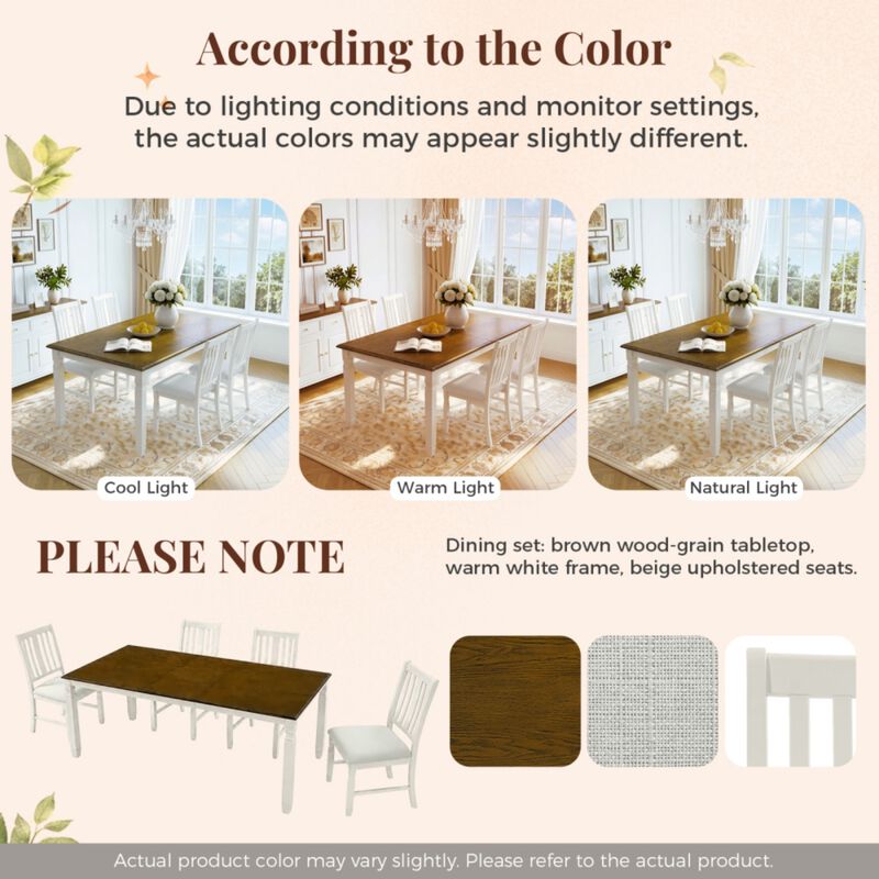 Jedtet Farmhouse 5‑Piece Extendable Dining Table Set image number 8