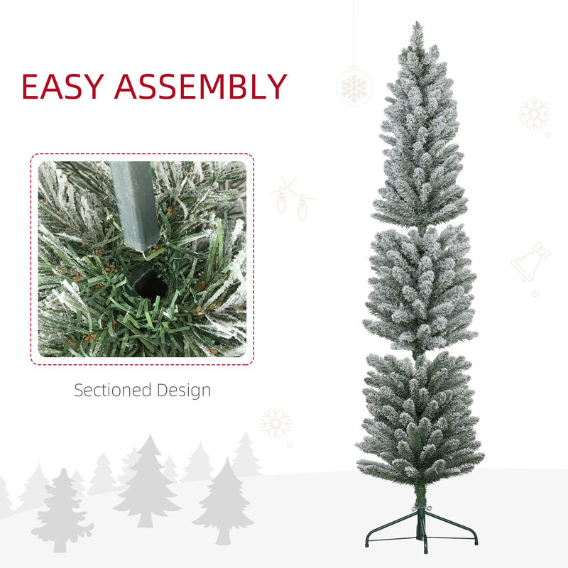 BreeBe 6ft Artificial Pencil Christmas Tree with Metal Base image number 5
