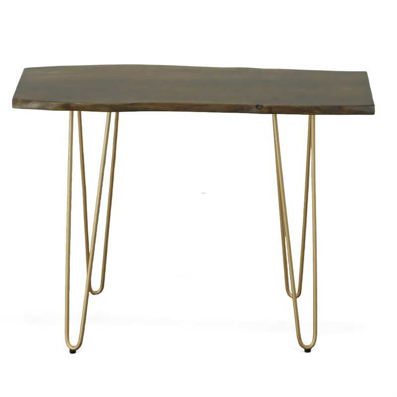 Carolina Living Seti Live Edge Console Table - Elm Top - Gold Base