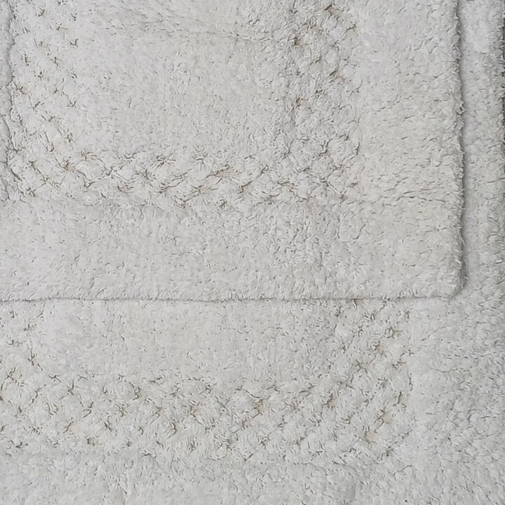 RT Designers Collection Bernardo 2 Pieces Premium Cotton Anti Skid Bath Rug Set White