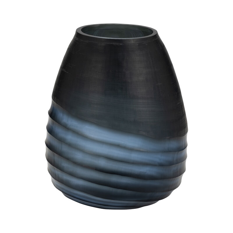 Glass 11" Etched Vase, Blue image number 2