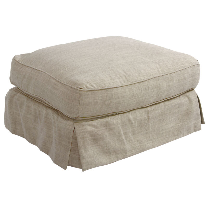 Americana Linen Upholstered Pillow Top Ottoman