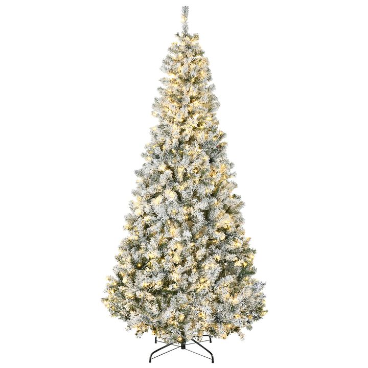 7.5ft Tall Prelit Artificial Christmas Tree Holiday Decor with 1188 Snow Flocked Branches