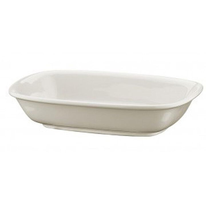 Gourmet 5.5" x 4" x h:1.25" 7 oz. Rectangular Warm White Porcelain Deep Plate (Set of 2)
